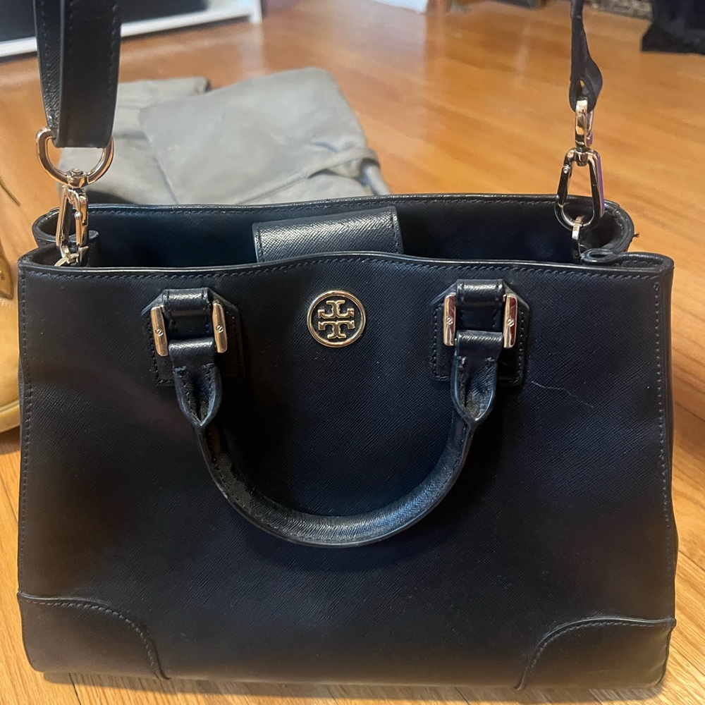Tory Burch Black Satchel with Gold Hardware